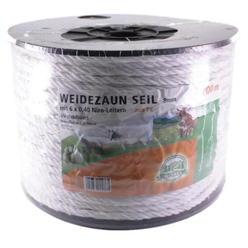 Weidezaun Seil »Plus« Elektroseil · 8mm, 200m, Weiß 1 Weidezaun Seil »Plus« Elektroseil · 8mm, 200m, Weiß